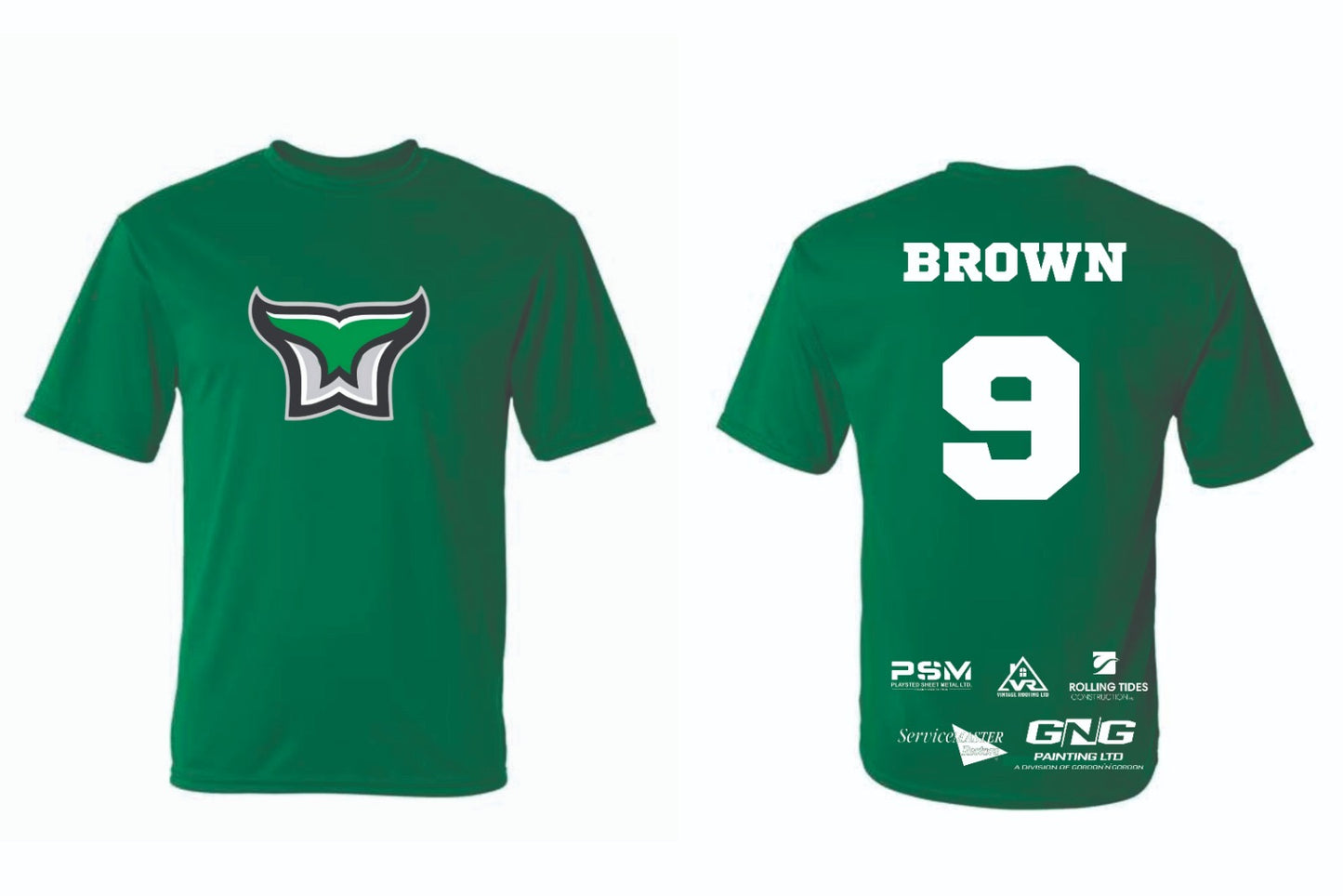 Custom JDF Kelly Green dry fit warm-up shirts